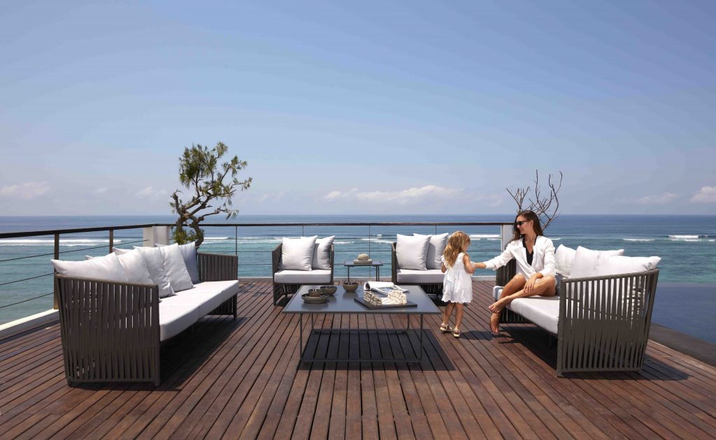 Milano Outdoor Lounge Set on Decking with mother and daughter