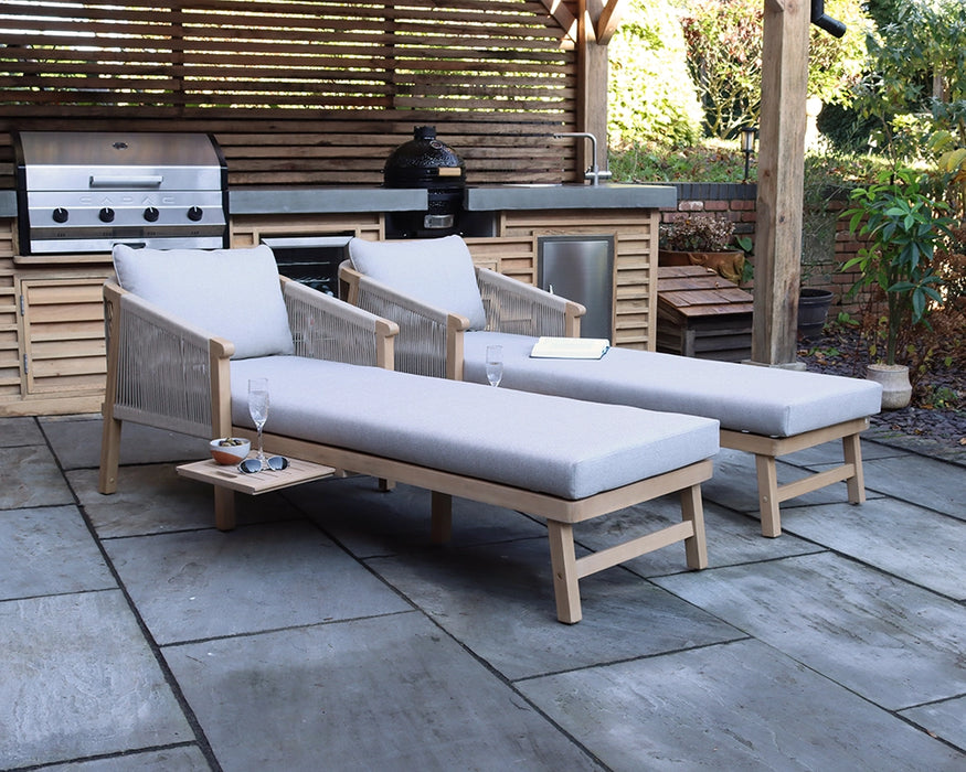 Two Roma Sun Loungers Side View