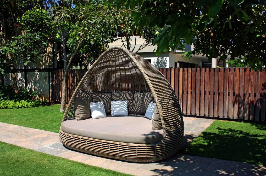 The Shade Daybed on a Garden Patio