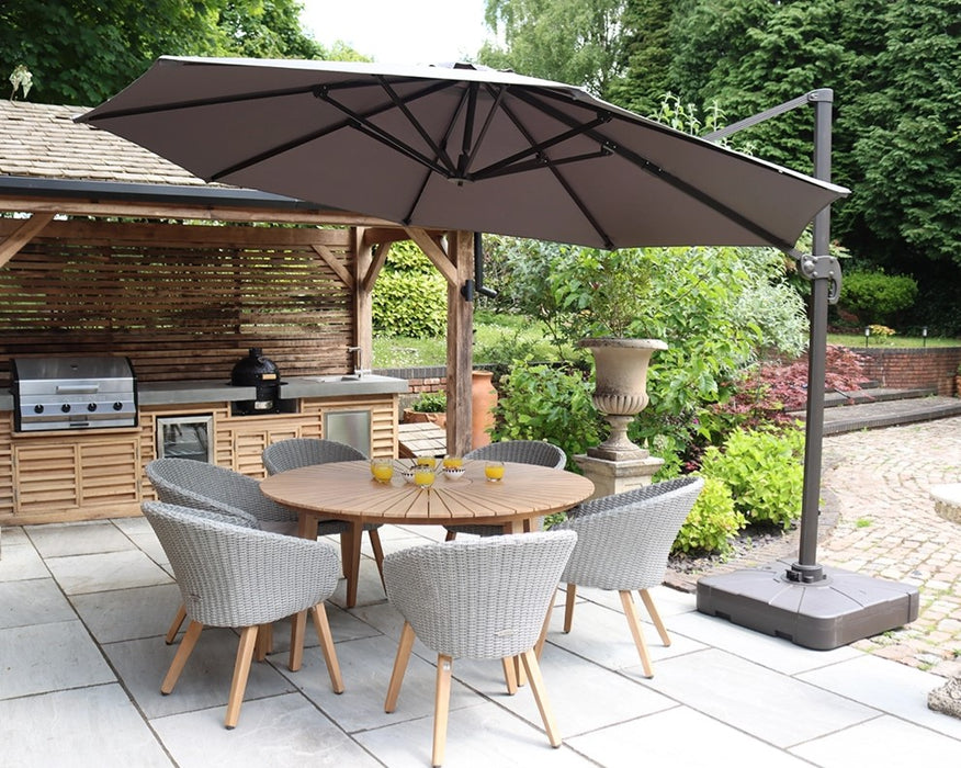 Deluxe Round Cantilever Parasol in Grey