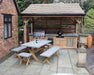 Luna Concrete Table and Bench Set with Outdoor Kitchen Area