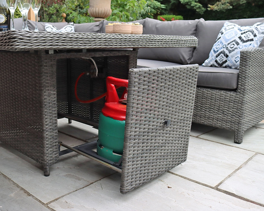 Paris Square Firepit Table Gas Canister Drawer