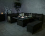 Paris Square Firepit Table Set in Evening Setting