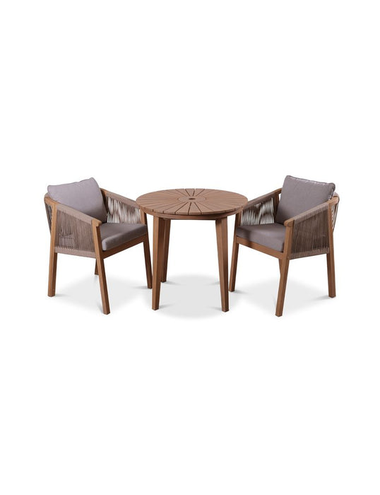 Roma Bistro Set with Rope Lounge Dining Chairs from Royalcraft