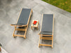Two Roble Tivoli Sling Sunbeds with Side Table Birdseye View