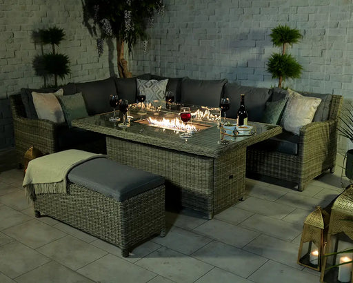 Wentworth Firepit Table Set in Evening Setting