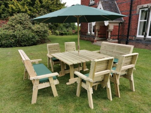 8 Seat Square Wooden Dining Set in the Garden