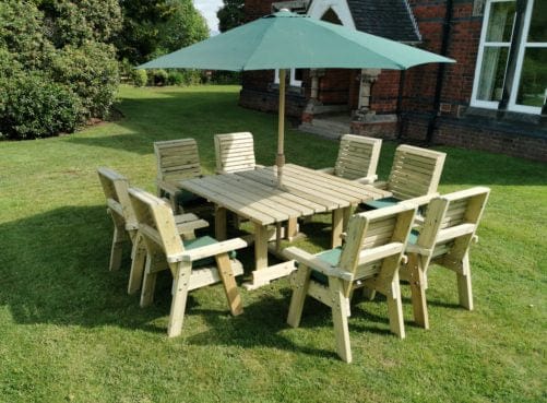 8 Seater Square Wooden Dining Table & Chairs Set