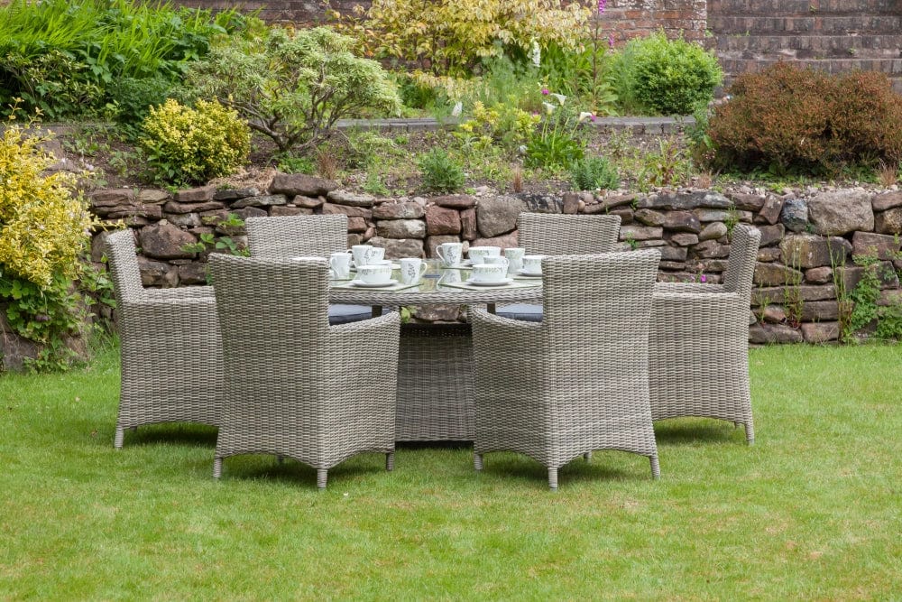 Wentworth 6 Seater Dining Set on a lawn