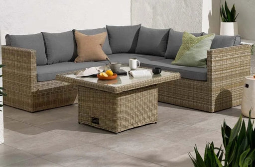 Wentworth Corner Lounging Set with Adjustable Table - Table Down