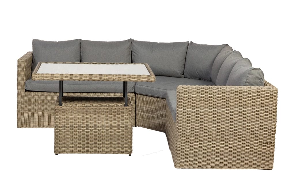 Wentworth Corner Lounging Set with Adjustable Table on White Background